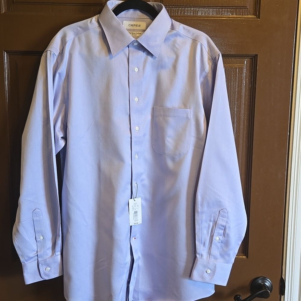 Cremieux- Lavender cotton long sleeved, button down shirt Size 16 1/2- 35 NWT.